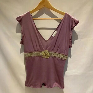 Rebecca Beeson Embellished-Front Tee, size 3 (L)